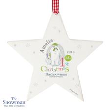 Personalised The Snowman My 1st Christmas Star Decoration